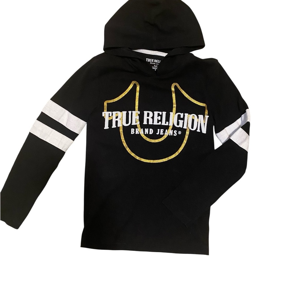 True Religion Kids Hoodie with Gold and White Accents